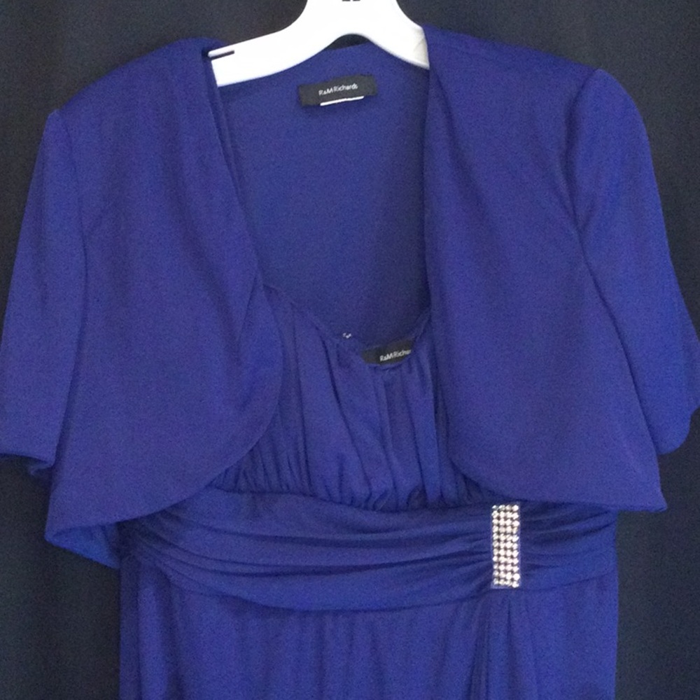 R&M RICHARDS WOMEN’S PARTY DRESS WITH BOLERO JACKET SIZE 12 ROYAL BLUE